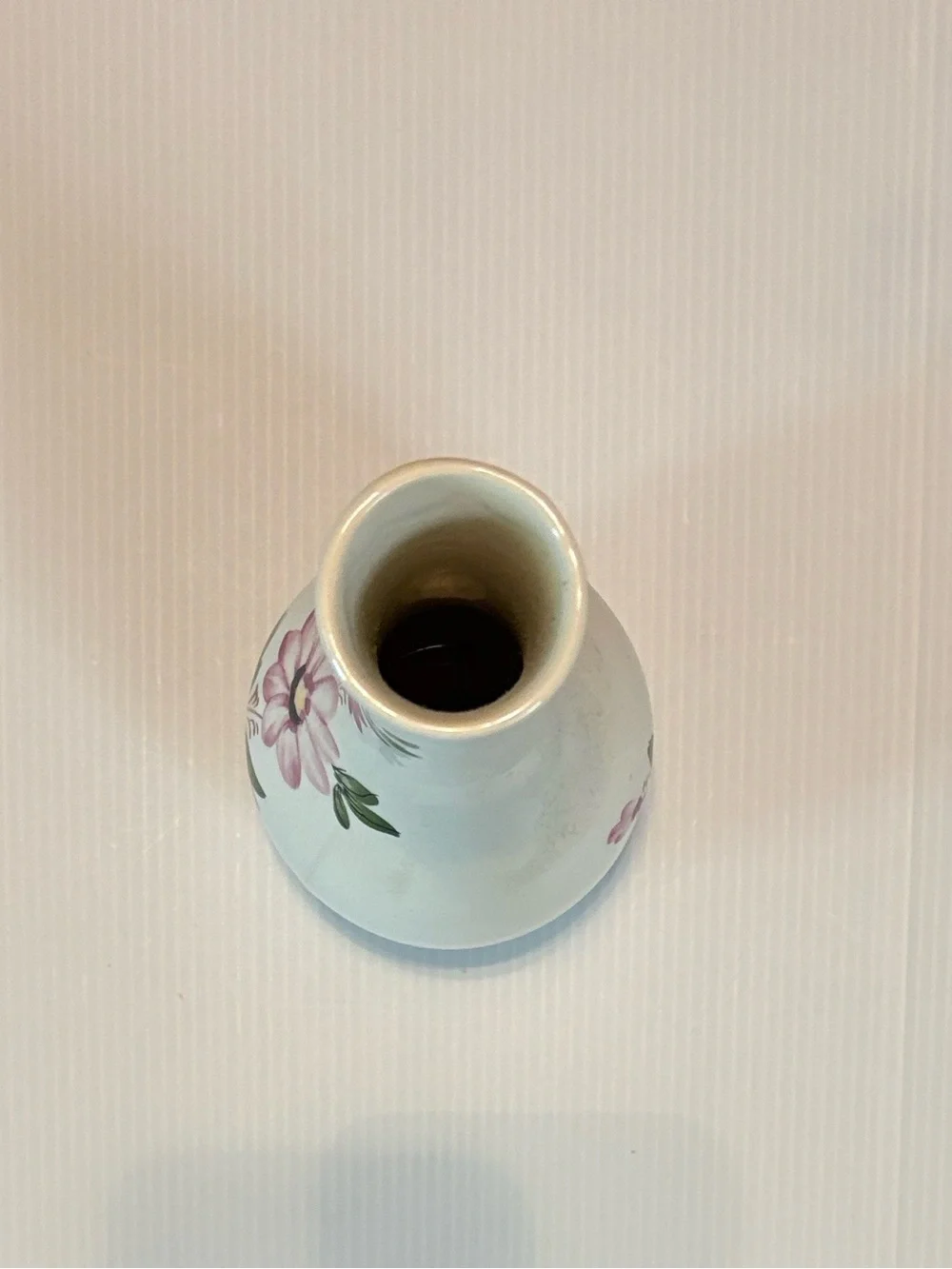 Vintage FTDA 1979 Sado Portugal - Pink Purple Flowers White Floral Vase